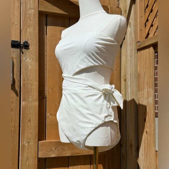 🆕 ZIMMERMANN 🧿 NWOT Separates Sculpt Scarf Tie One Piece, White - Sz 3 US8/10 - Picture 4 of 16